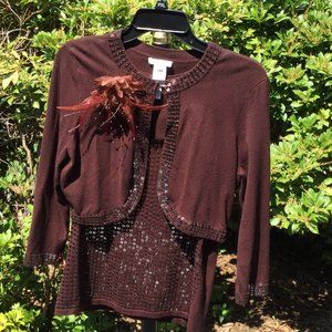 ByArtisan Sequin & Feather Bow 2pc Top Set